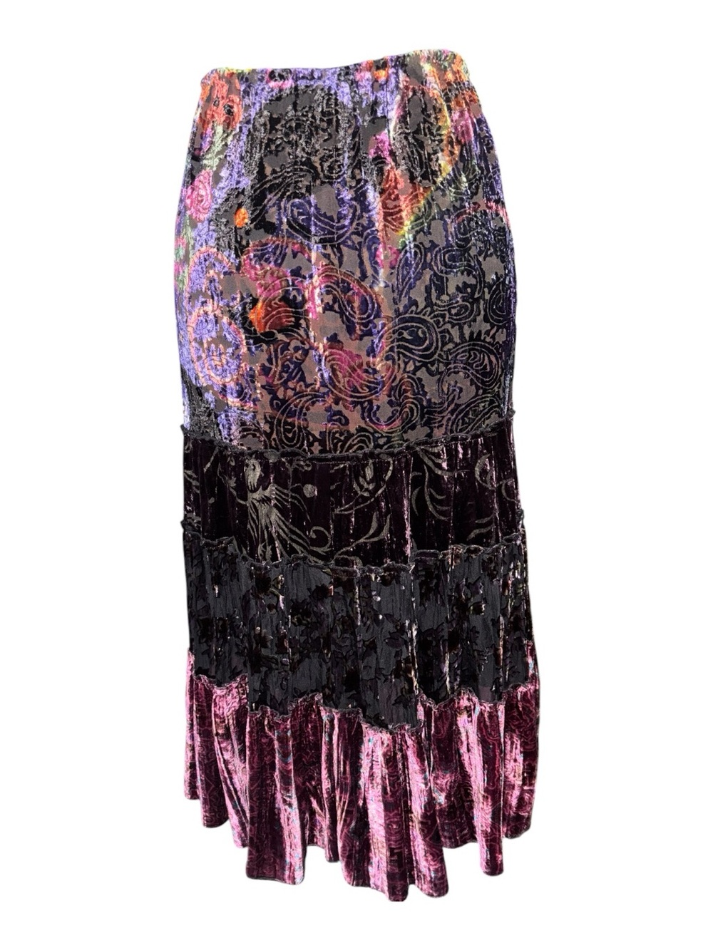 Whimsigoth Velvet Burnout Boho Maxi Skirt Size 0X